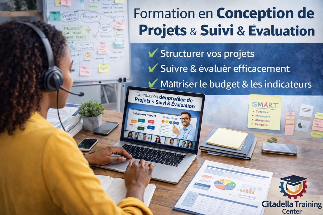 Formation en ligne  conception des projets + Suivi & Évaluation pour 6 semaines!