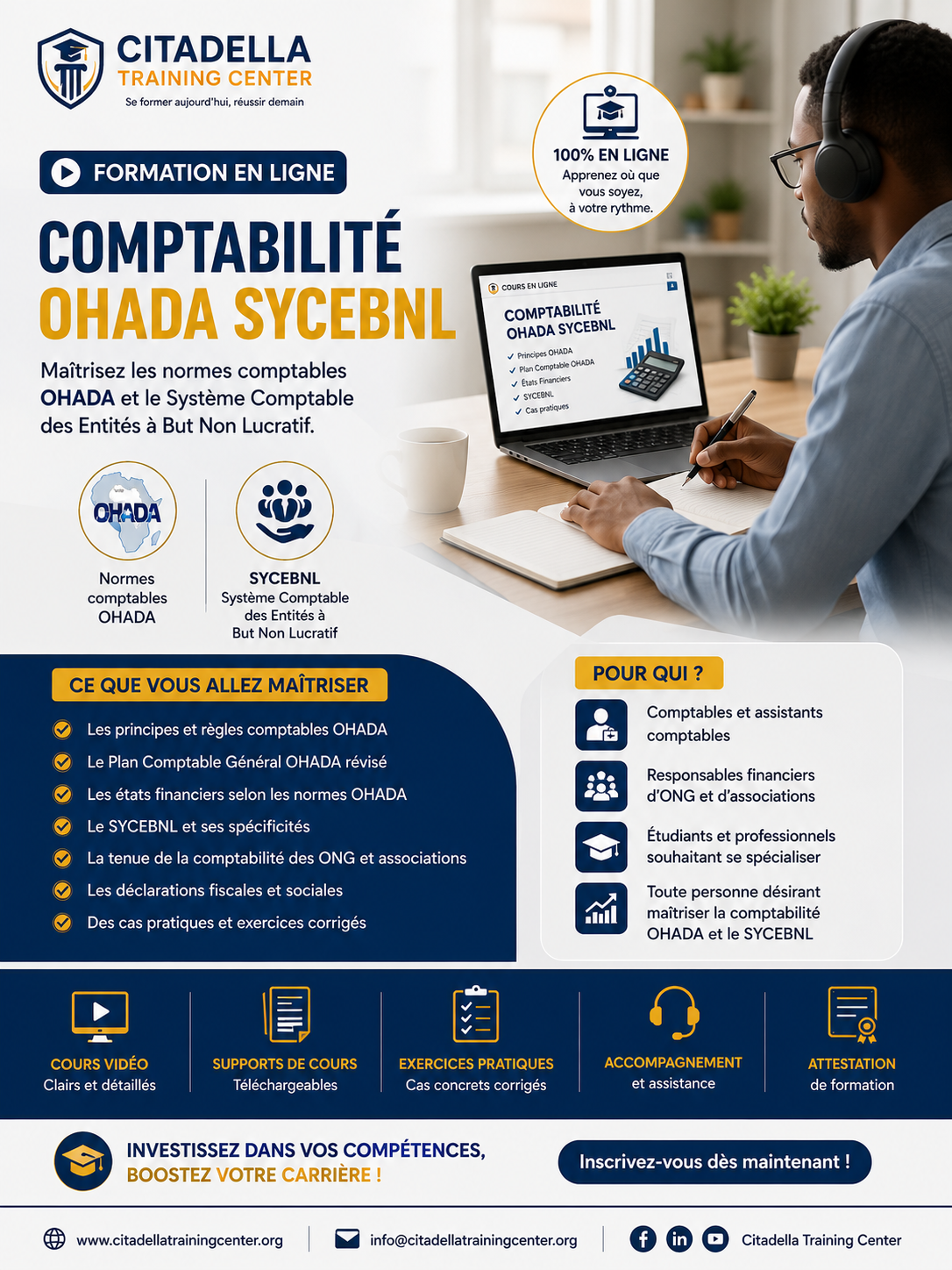 Formation en Comptabilité OHADA avec le système comptable SYCEBNL pour 6 weekends en ligne,à partir du 06 Juin 2026 à 8h de kin & 9h de l'EST