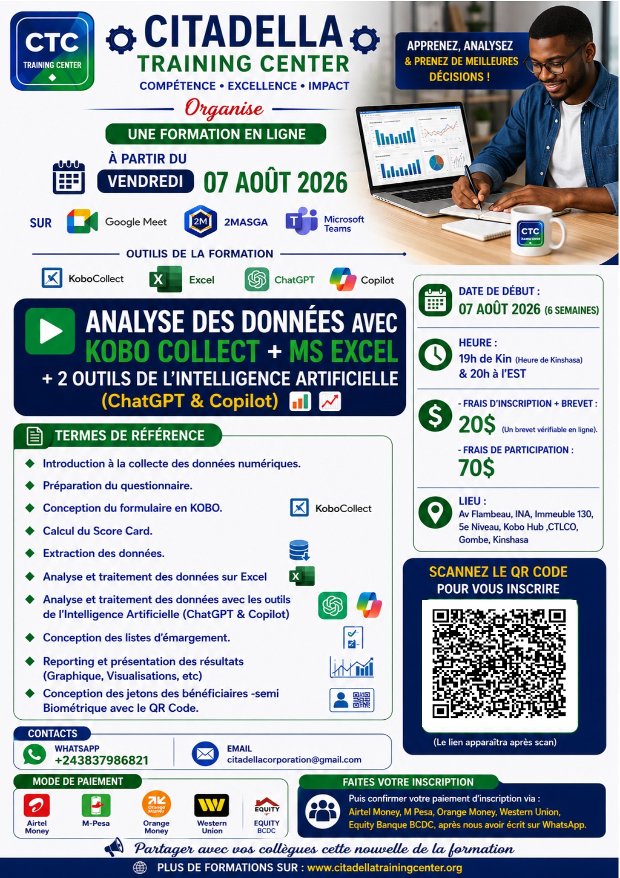 Formation en ligne en Analyse des données avec Kobo Collect + 2 Outils de l'intelligence Artificielle (ChatGPT & Copilot)
